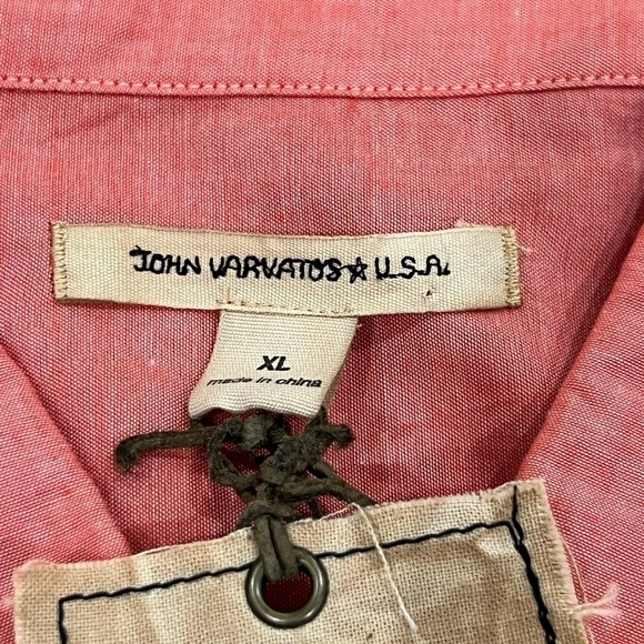 NWT John Varvatos Size Large Orange 100% Lightweight Cotton Beach Vacation Shirt - Picture 6 of 12